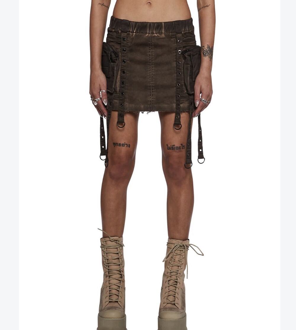 DOLL KILL FREQUENCY CARGO MINI SKIRT - CEDAR XS